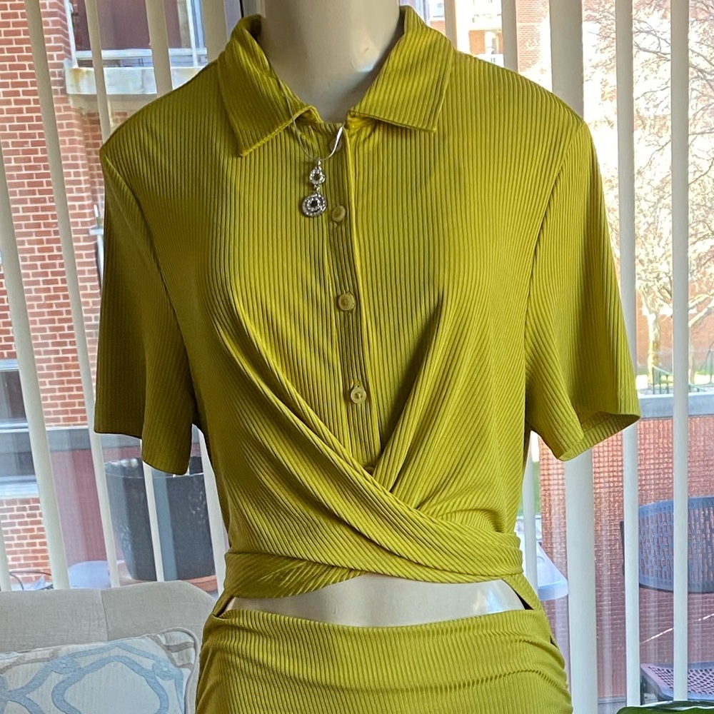 Elegant Lime Green Midi Cider Dress Size XL. - Picture 8 of 15